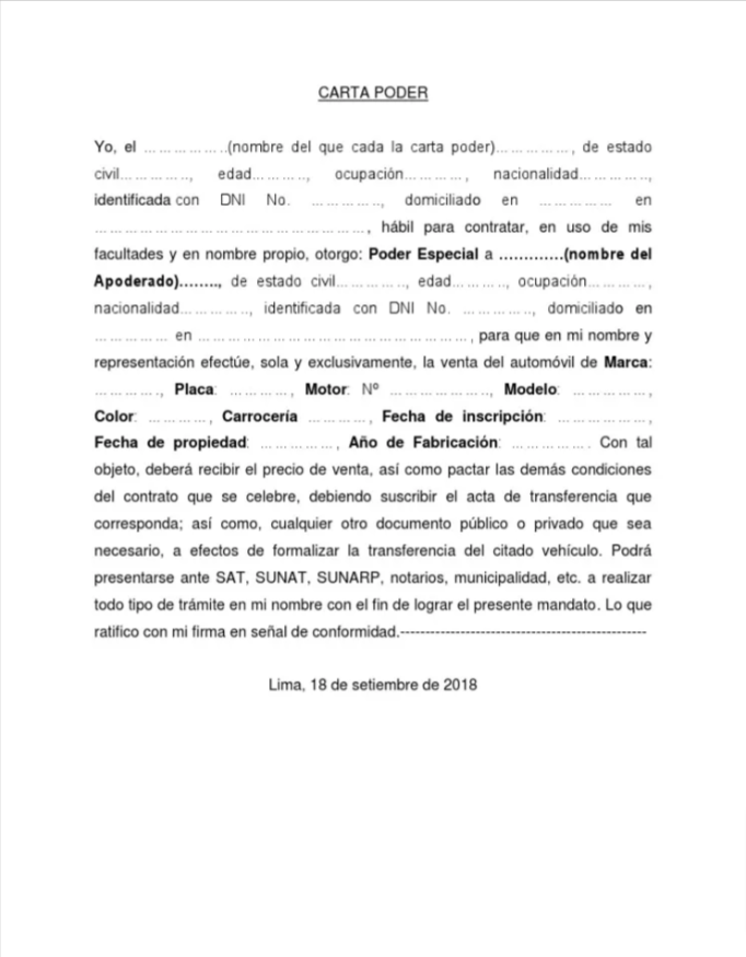 Carta poder notarial para vender un auto: qué es y cómo se elabora -  Tracklink