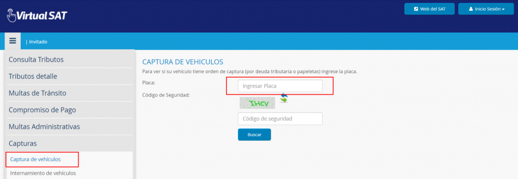 Saber orden de captura de un vehículo por SAT