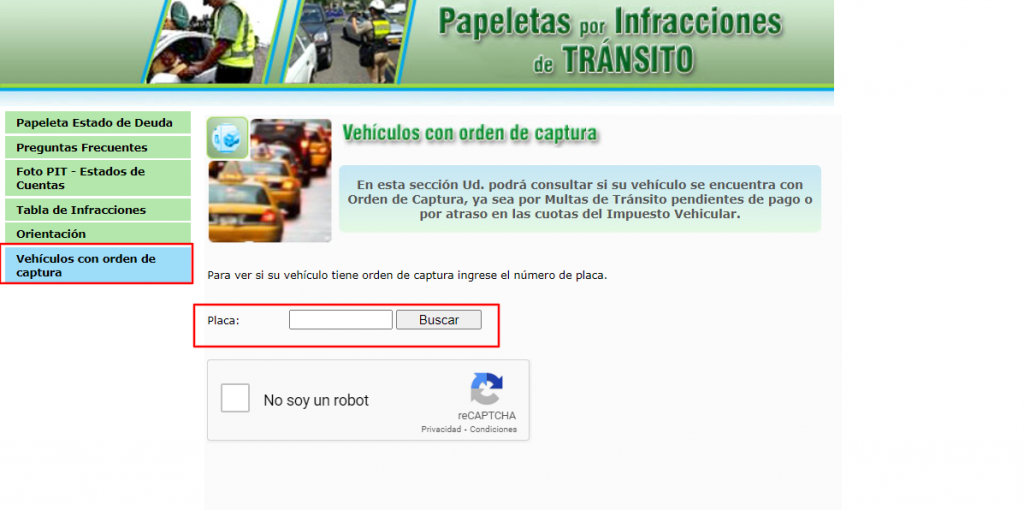 Saber orden de captura de un vehículo por la plataforma de PIT